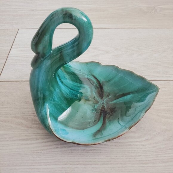 Rare 70s Blue Mountain Pottery Canada Retro Flow Glaze Beautiful Swan Dish - Picture 3 of 8